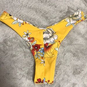 Yellow flower print bikini bottom